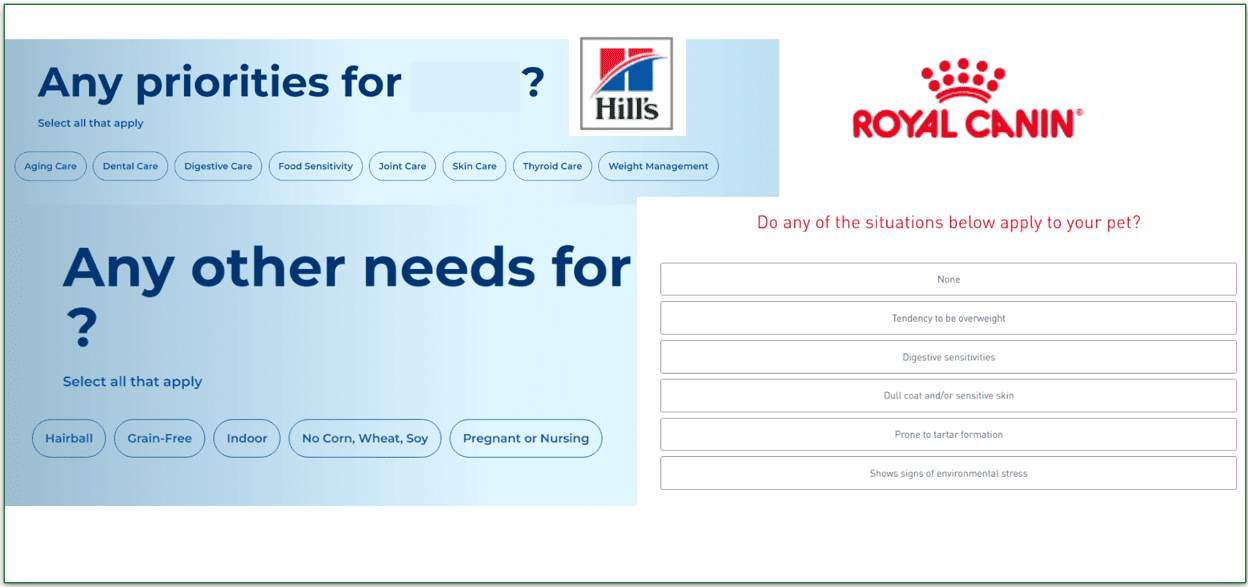 The Hill’s pet food questionnaire is more in-depth