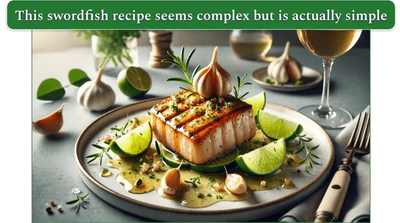 Lime and garlic swordfish with a honey white wine glaze