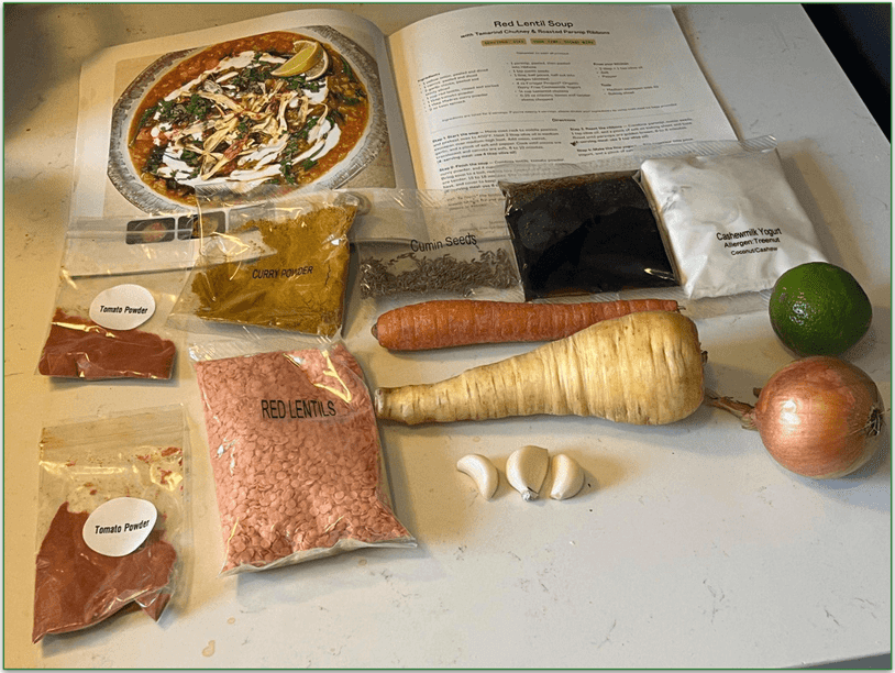 Ingredients for Purple Carrot’s Red Lentil Soup