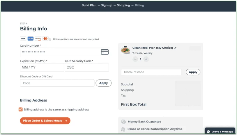 4: Enter your shipping and payment details