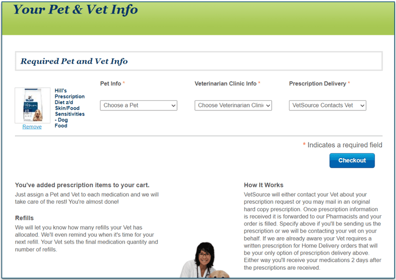 Enter your veterinary details for prescription items