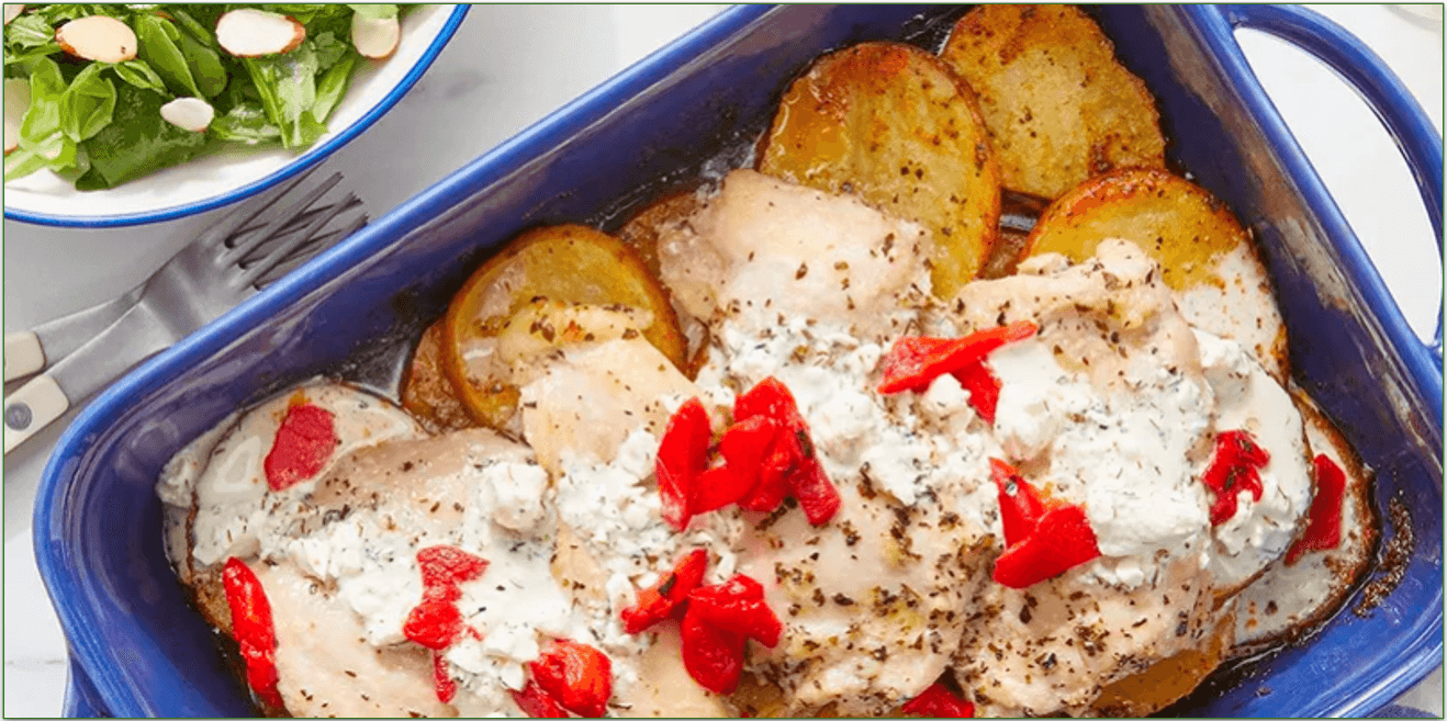 Stock photo of One-Pan Greek Chicken Thighs by Blue Apron