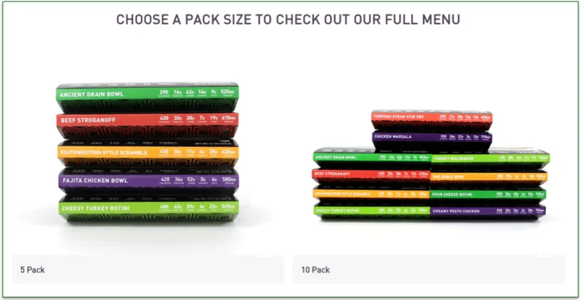 Eat Fit Go pack size options