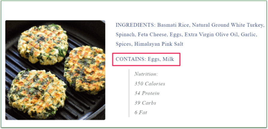 Muscle Meals 2 Go's allergen info