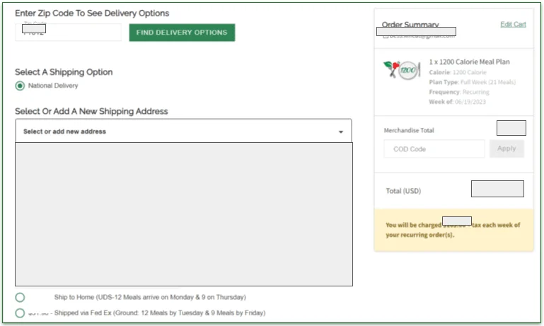 Seattle Sutton's delivery details screenshot