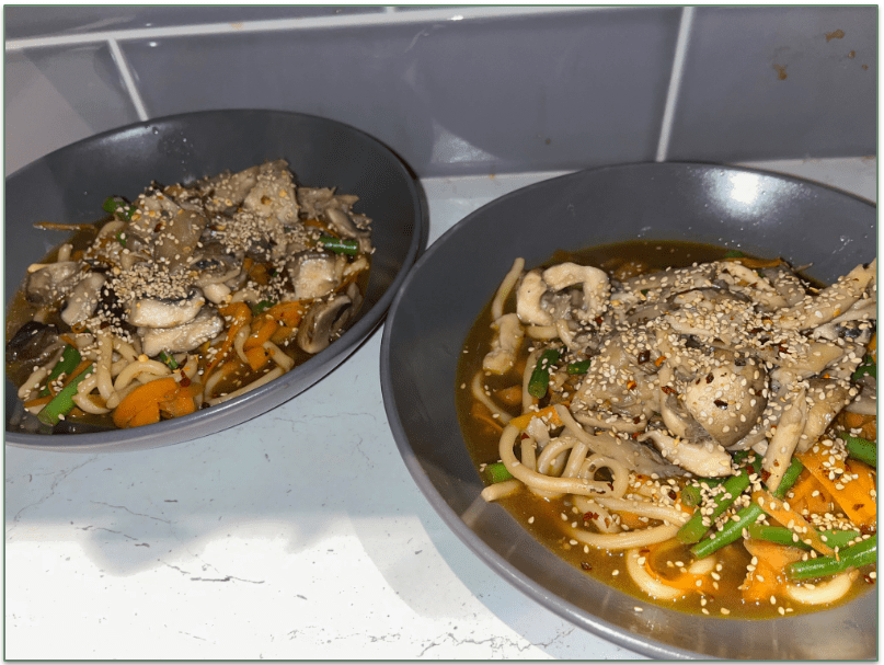 Our reviewer’s Miso Mushroom and Udon Noodle Soup