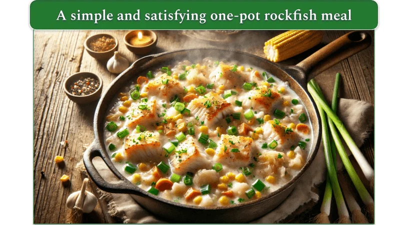 A big bowl of hot rockfish chowder