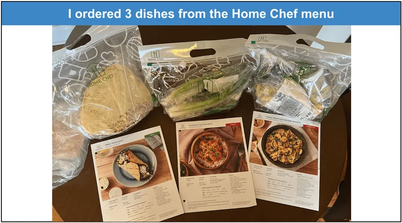 Photo of 3 Home Chef recipes and recipe cards