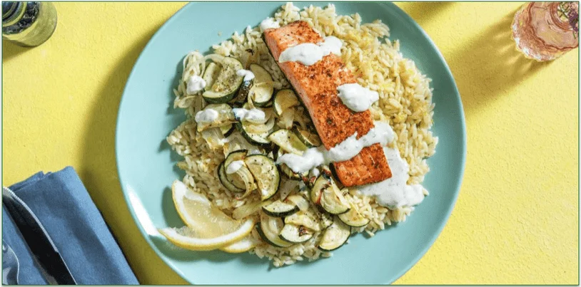 Chef's Plate's Sheet Pan Salmon & Lemon Orzo