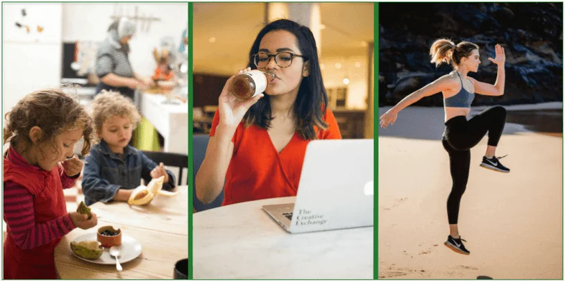 A collage of images, showing people with different lifestyles