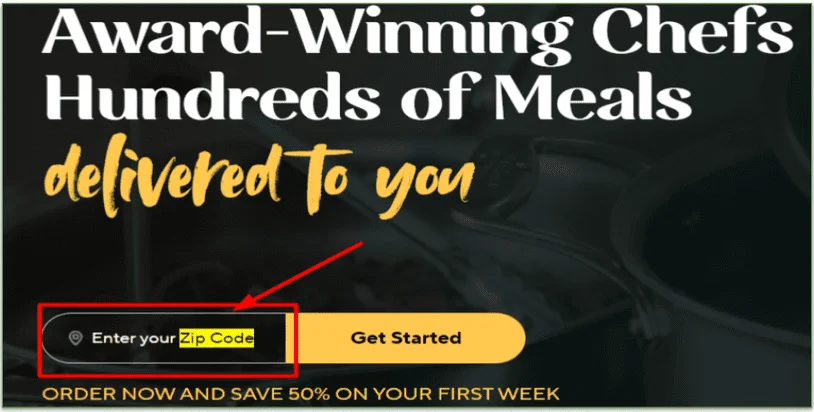 the zip code box on the cookunity website homepage