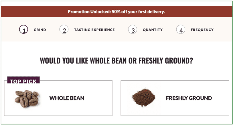 Screenshot of the Grind Page