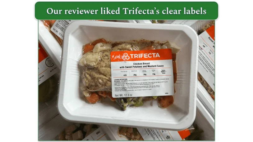 Image of Trifecta's app displayed on a mobile showing recent workouts and food log