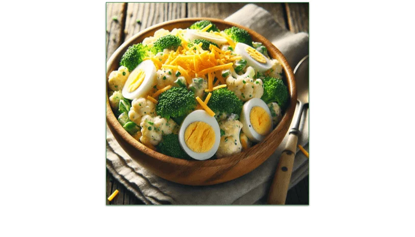 A bowl of Broccoli and Cauliflower Salad