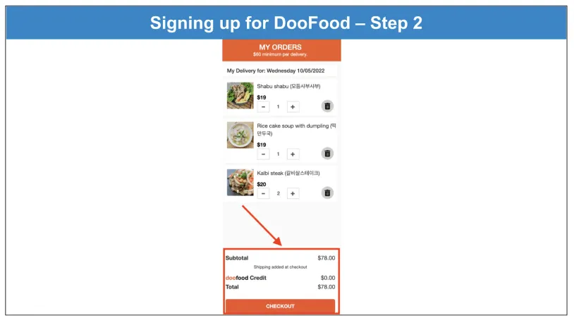 doofood minimum order is $60