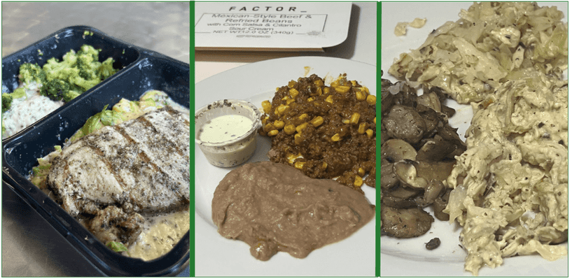 3 dishes from Factor