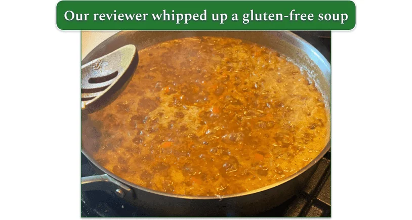 Purple Carrot’s Red Lentil Soup being made in a saucepan