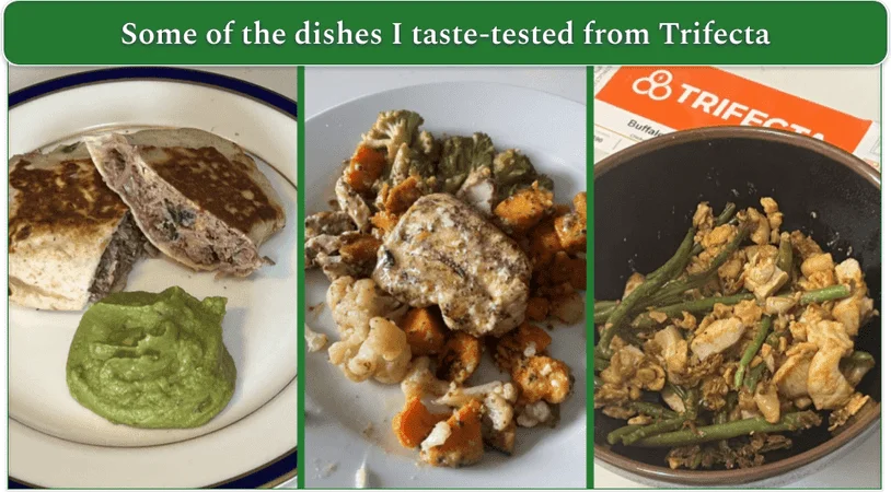 Photos of 3 cooked Trifecta meals