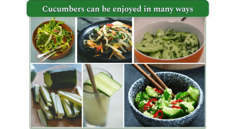 A collage of recipes that include cucumbers