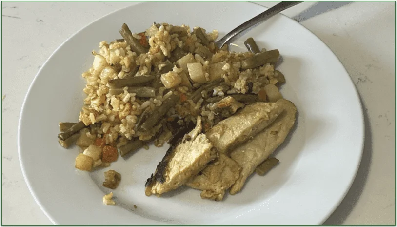 Photo of Trifecta's Plant-Based Chicken Curry Katsu plated and ready for serving