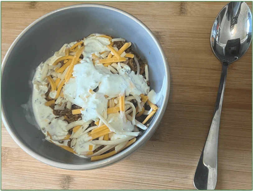 Factor’s Chorizo Chili in a bowl
