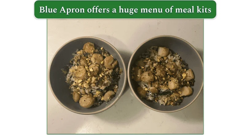 Image of Seared Scallops and garlic herb risotto as prepared by our reviewer