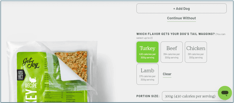 Get Joy Fresh Meal customization features