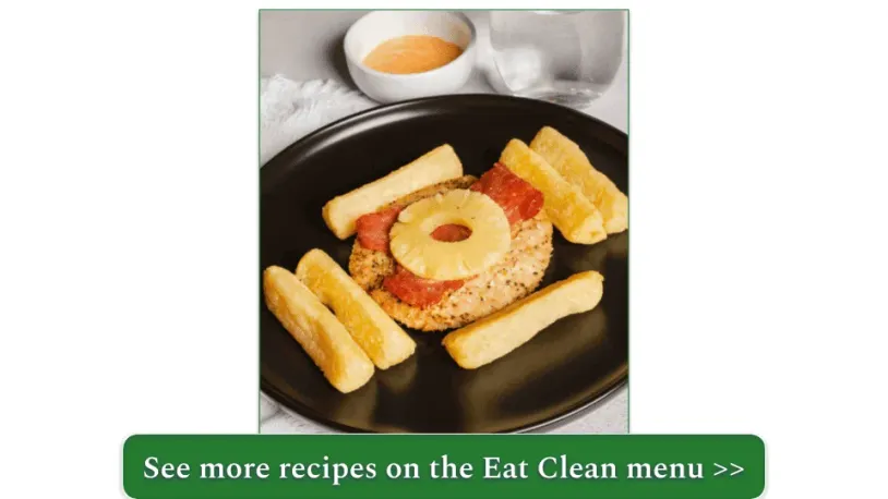 Eat Clean's Bun-Less Hawaiian Turkey Burger with Yucca Fries