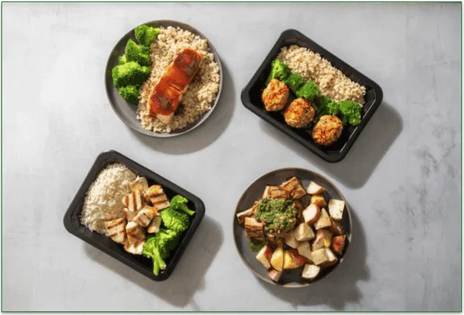 selection of Fuel Meals in microwaveable trays and plated