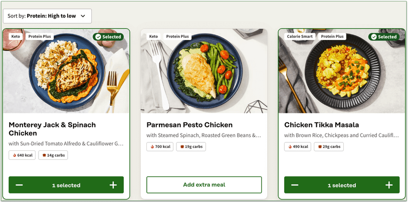  Image of Factor's menu sorting system