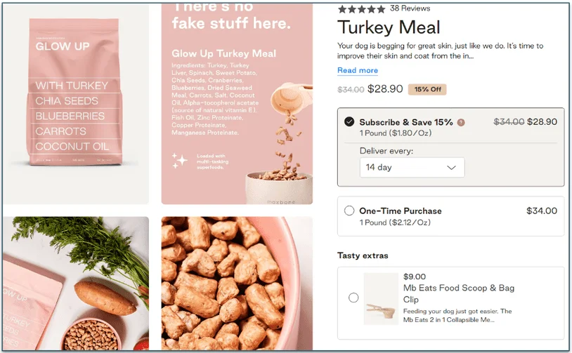 Prices for the Glow Up Turkey meal