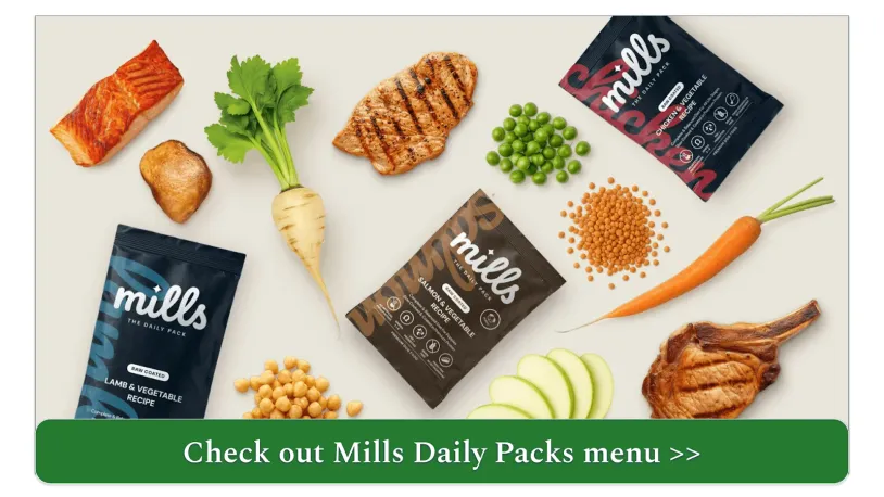 3 Mills Daily Packs surrounded by fresh ingredients