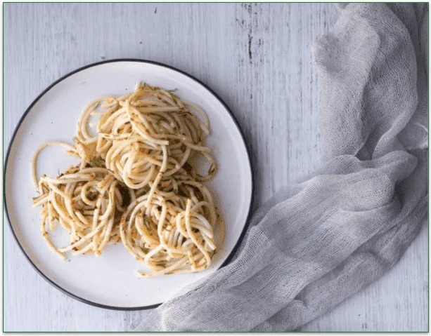 A plate of Lemon Capellini, waiting for the caviar