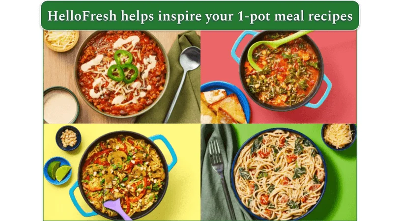 4 different One-Pot meals from HelloFresh