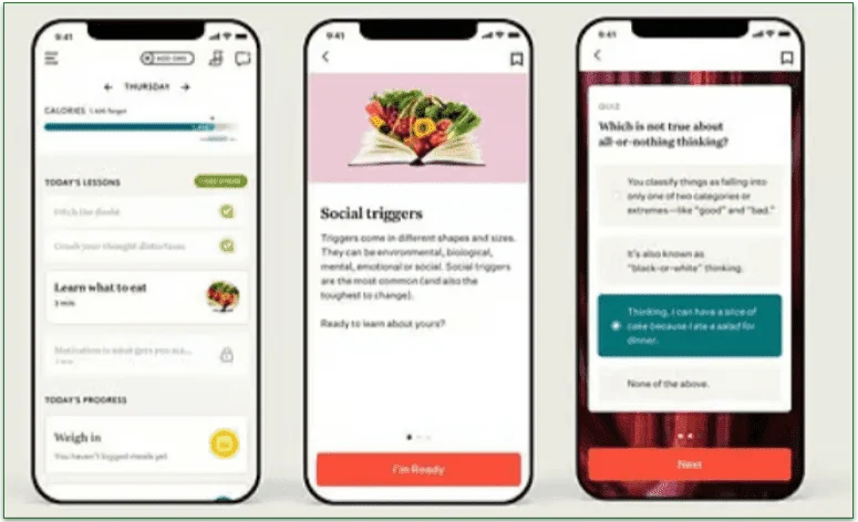 Screenshot of Noom's mini-lessons