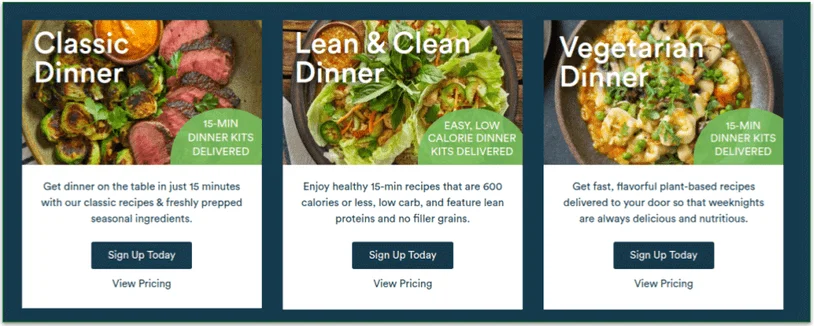 Choose from 3 menu options
