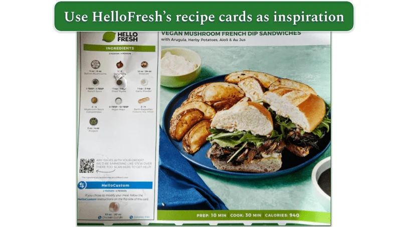 Screenshot of a recipe card from HelloFresh