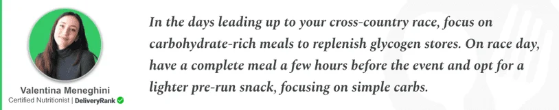 Nutritionist quote about eating before a cross country race