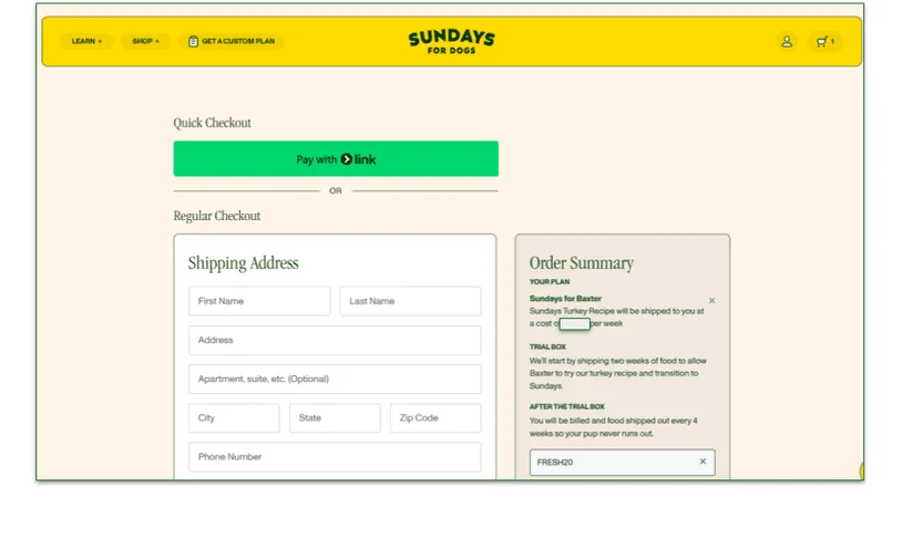 Shipping and delivery page