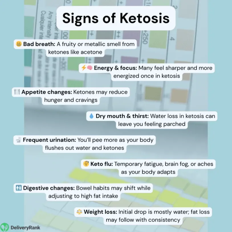 Infographic listing the signs of ketosis