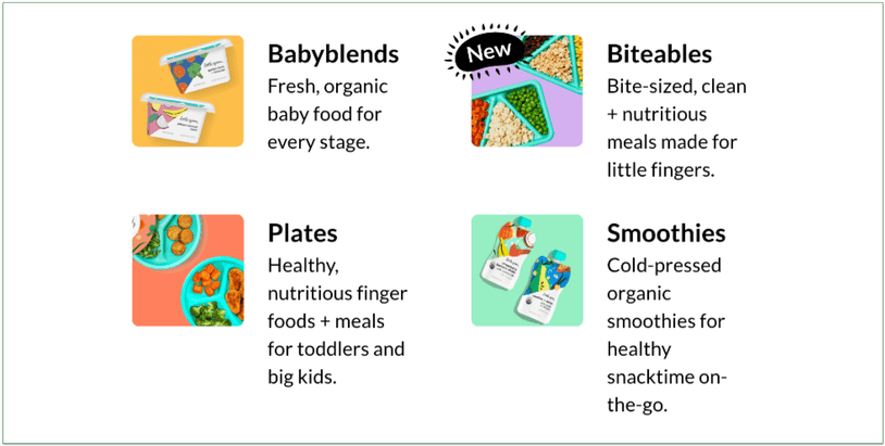 Little Spoon offers 4 meal categories for children