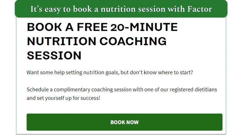 Screenshot of Factor's nutrition coaching session page