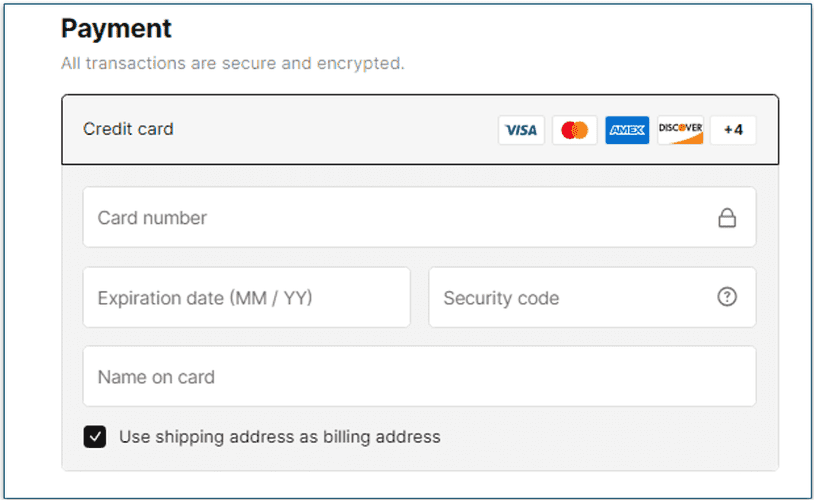 screenshot of the payment details stage of signup