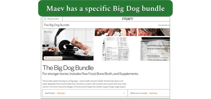 Screenshot of Maev’s The Big Dog Bundle page