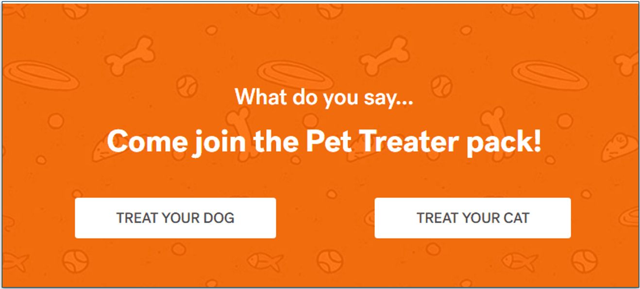 Screenshot of Treat your dog or cat screen on Pet Treater
