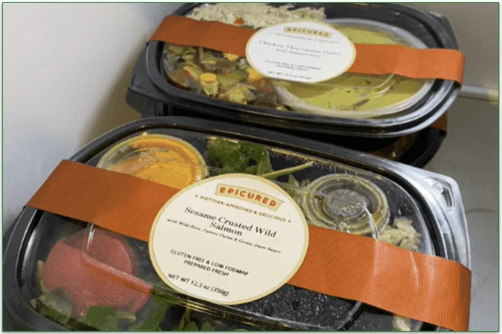 Epicured meals with labels on