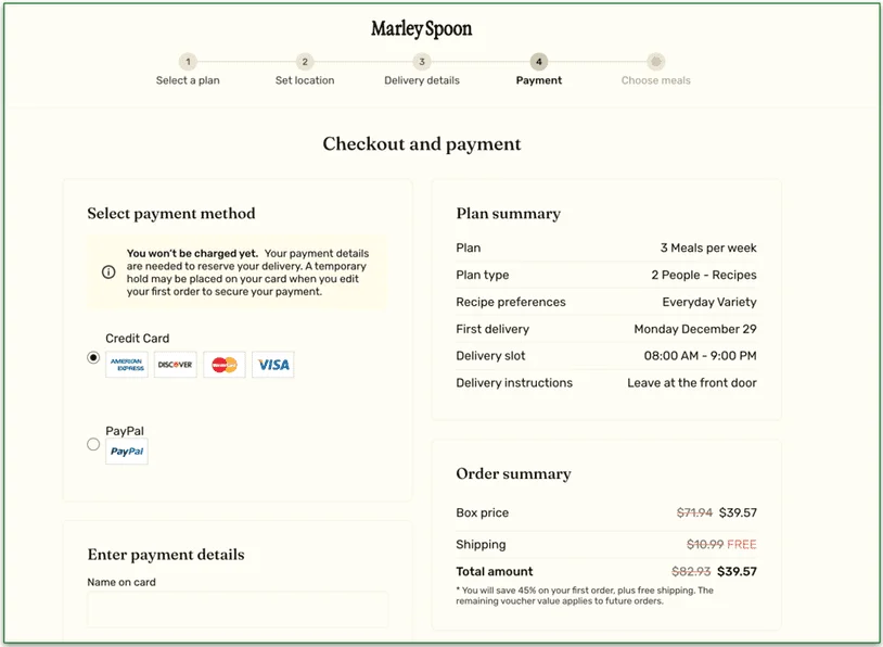4. Add your payment details