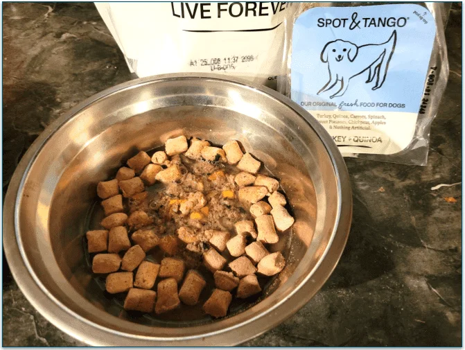 Fresh and Unkibble mixed in the same bowl