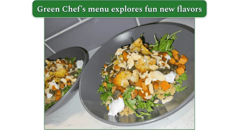 Green Chef’s Harissa and Zhoug Cauliflower in a bowl