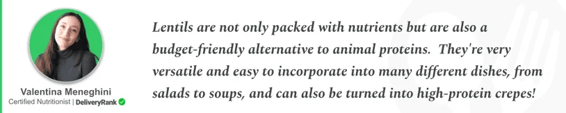 Nutritionist quote about the benefit of lentils.